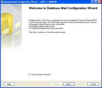 Database Mail Configuration Wizard Welcome Screen