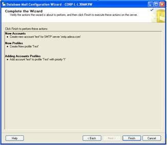 Database Mail Configuration Wizard, Complete the Wizard