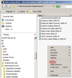 Select Paste within the Folder
