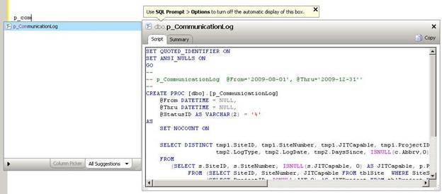 screen shots of benefits of SQL Prompt