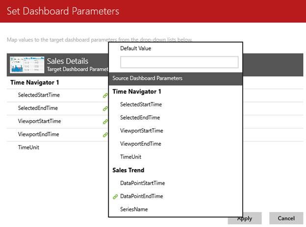 Mapping parameter values between parent and child dashboards