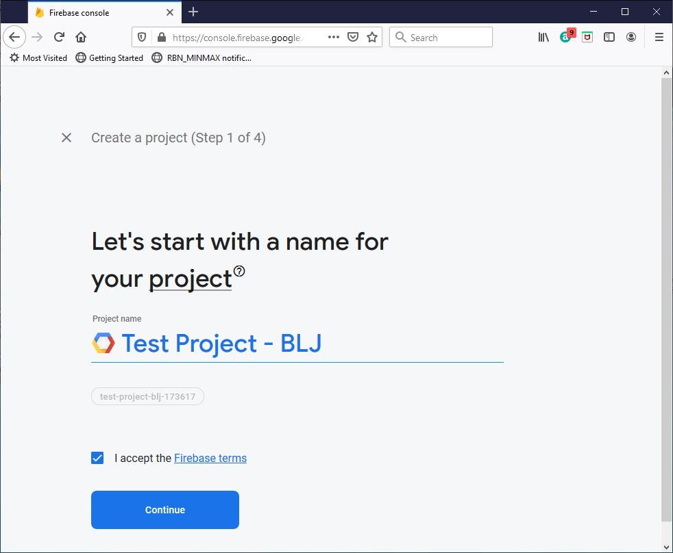Naming a Firebase Project