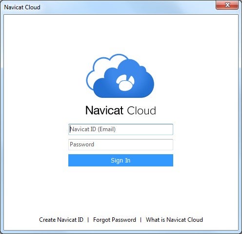 Navicat Cloud Sign In Screen