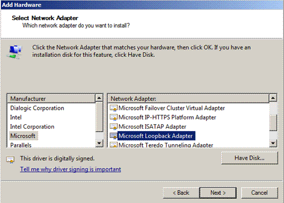 Select Network Adapter