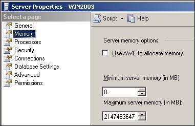 One setting has to do with how much memory MSSQL is allowed to use