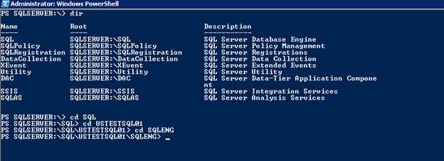 Navigate SQL Server by using CD and DIR