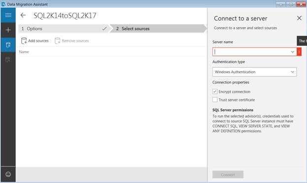 Select Source SQL Server and Authentication type