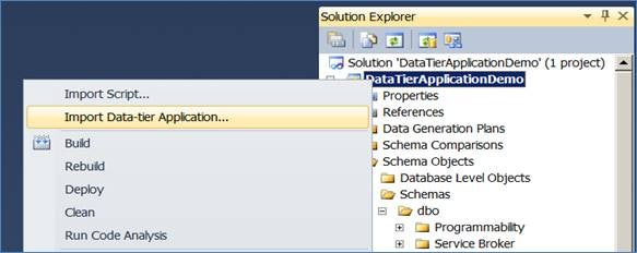 Importing Data Tier Application 1