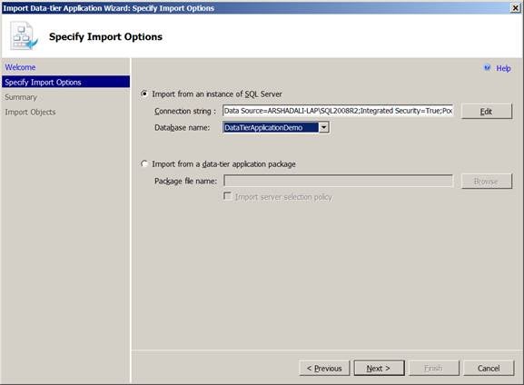 Importing Data Tier Application 3