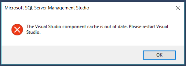 Visual Studio Component Cache Our of Date 