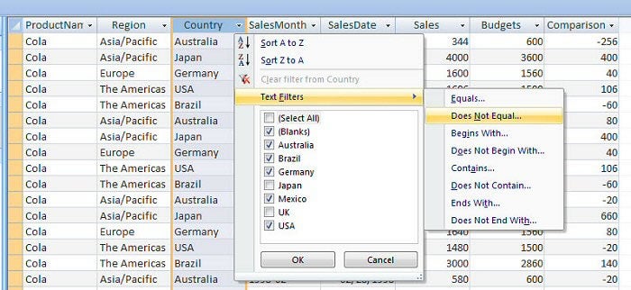 Filtering in Access 2007 is now very similar to Excel