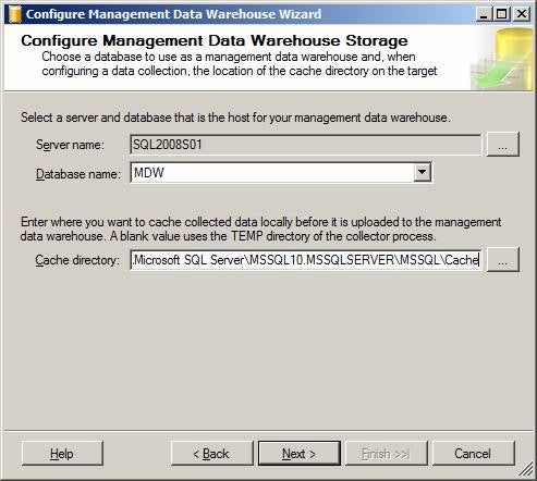 Configure Management Data Warehouse Storage