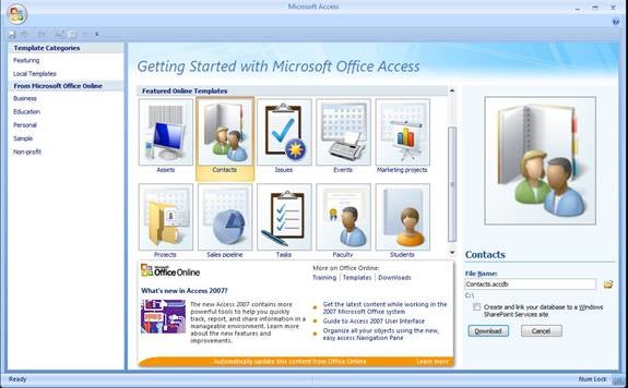Access 2007 templates
