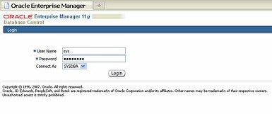 Log into Oracle Enterprise Manager