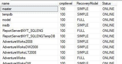 list all of the database names with compatibilty level in SQL Server 2000