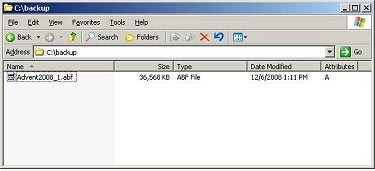 the backup file is created on the PowerServer3 server