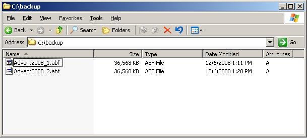 backup file  is created on the PowerServer3 server
