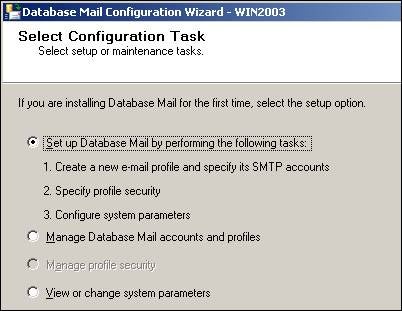 SQL Server Database Maiol Configuration Wizard