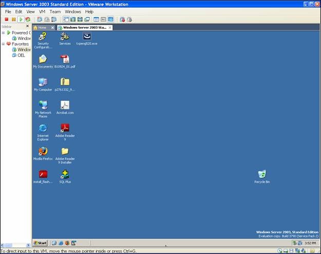 Windows 2003 Server desktop